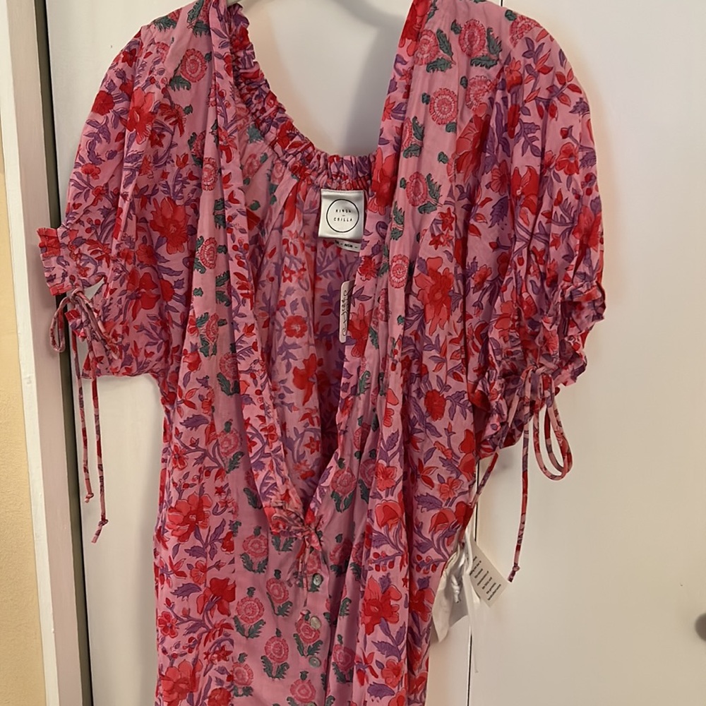 NWT: Kinga Csilla puff sleeve Block print blouse size 10